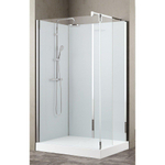 Nemo Stock Vidrio douche à l'italienne complète – 120x90x195cm – avec paroi latérale 37cm – avec garniture - paroi arrière blanche - receveur de douche blanc – chrome SW290130