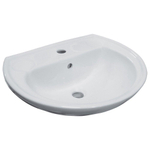 Allez par Van Marcke Atlas lavabo 50x41 cm porcelaine blanche avec trou de robinet traversant protection contre le trop-plein pour tout type de robinet. SW294633