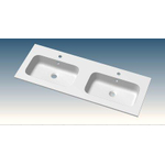 Go by Van Marcke Paco lavabo meuble 120x46x1.5cm 2 vasques intégrées 2 trous de robinet marbre de synthèse blanc mat SW443840