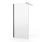 Nemo Spring Walk-In - paroi fixe - verre clair 8mm - easyclean - verre de sécurité - réversible - 140x200cm - barre de stabilisation 120cm - noir SW962802
