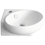 GO by Van Marcke Happy lave-mains 36x38,5x13,5 cm porcelaine blanc avec trou de robinet traversant avec cache-bonde de trop-plein chromé fixation murale possible SW285730
