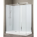 Nemo Stock Vidrio inloopdouche - 160x80x195cm - witte achterwand - inclusief douchebak grijs - met garnituur - Collection - Walk-Inn - 160 x 90cm - wit - sifon D - potenstel SW290032
