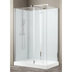 Nemo Stock complete inloopdouche - 140x90cm helder - 6mm - veiligheidsglas witglas glazen wand - Collection - Vidrio Walk-Inn - 1 draaideel - 37cm SW402027