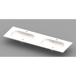 Nemo Spring Ovum lavabo encastré 160x50x20cm avec 2 bassins 2 trous de robinet avec trop-plein marbre de synthèse blanc SW404939