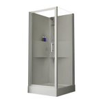 Nemo Start Lilou Basis draaideur - 90x90cm - douchecabine in polystyreen dikte 4mm glanzend - met zijwand 1 deel - 6mm - veiligheidsglas - douchetub acryl - wit/helder - omkeerbaar - douchebak wit profiel - helder SW290100