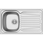 Go by Van Marcke Hypero évier 860 x 500 mm H92 mm avec 1 cuve acier inoxydable satiné siphon simple gain de place bonde avec trop-plein SW290529