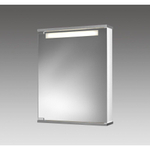 Go by Van Marcke Cento LS Armoire de toilette - 50x65x14cm - MDF blanc - lampe T5 8W - porte miroir en verre cristal - fenêtre lumineuse satinée - étagères en verre réglables - 1 prise électrique SW89881