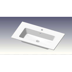 Go by Van Marcke lavabo pour meuble 80x46x1.4cm 1 cuve intégrée 1 trou de robinet marbre de synthèse blanc brillant SW452207