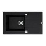 GO par Van Marcke Molto évier encastré en composite avec 1 cuve et égouttoir 860 x 500 mm avec bouchon manuel carré réversible noir SW283668