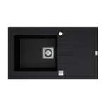 Nemo Go Molto inbouwspoeltafel composiet met 1 bak met afdruip 860 x 500 mm met vierkante manuele plug omkeerbaar zwart SW283668