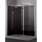Nemo Stock Vidrio inloopdouche - 170x80x195cm - zwarte achterwand - inclusief douchebak grijs - met garnituur - Collection - Walk-Inn - sifon D90, potenstel SW290114