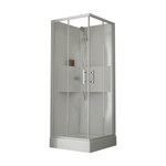 Nemo Start Lilou Basis hoekinstap - 80x80cm - douchecabine in polystyreen dikte 4mm glanzend - met schuifdeuren 2 delen - 6mm - veiligheidsglas - douchetub acryl - wit/helder - omkeerbaar - douchebak wit profiel - helder SW290055