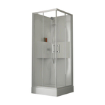 Nemo Start Lilou Cabine de douche complète accès d'angle 80x80cm avec portes coulissantes, receveur de douche acrylique profilé blanc et verre clair SW290055