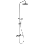 GO par Van Marcke système de douche - rond - économe en énergie - mitigeur monocommande avec poignée Eco - avec ensemble de douche anti-calcaire - corps froid - bouton d'économie d'eau - ACS - Belgaqua - chrome SW926069