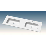 Go by Van Marcke Paco plan-vasque de meuble 140x46x1.5cm 2 vasques intégrées 2 perçages de robinet marbre de synthèse blanc brillant SW443845