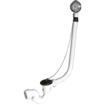 Go by Van Marcke garniture de bain avec bouchon en caoutchouc et chaîne pour baignoires standard avec ouverture d'évacuation D 52 mm avec set de finition chromé avec pièce de raccordement D 40 mm SW289479