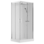 Nemo Spring Vidrio douchecabine - 100x80cm - 2 schuifdeuren - met regendouche - hoekinstap - rechts SW290071