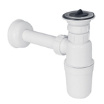 Go by Van Marcke siphon 64 x 40 mm avec tube de vidange et rosace de finition avec bouchon de vidage blanc PP SW402723