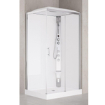 Nemo Spring Vidrio Hammam douchecabine - 120x90cm - rechthoek - rechts - met schuifdeur en vaste wanden - veiligheidsglas - douchebak - kunststof wit - profielen chroom glanzend - hand-en - hoofddouche - jets SW290159