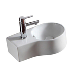 Nemo Spring Bali II petit lave-mains 440 x 275 mm montage murale porcelaine blanc trou d'évacuation D45 mm trou de robinet traversant gauche D35 mm avec trop-plein SW286341