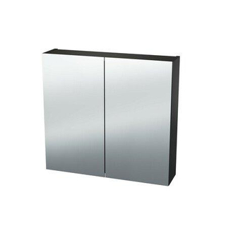 Nemo Spring Nebulo armoire de toilette luxe - 60x65x17.8cm - 1 porte miroir double face - étagères en verre - avec prise de courant - sans interrupteur - couleur : F988 W04 Béton brut