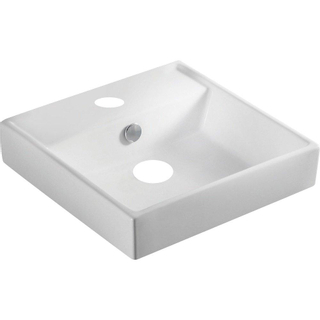 GO by Van Marcke Brigit lavabo à poser semi-encastré carré en porcelaine blanche 380 x 380 x 130 mm