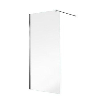 Nemo spring Walk-In - paroi fixe - 8mm verre de sécurité clair - easyclean - réversible - anti-calcaire - 80x120 - barre de stabilisation - aluminium chromé