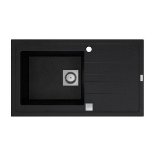 Nemo Go Molto inbouwspoeltafel composiet met 1 bak met afdruip 860 x 500 mm met vierkante manuele plug omkeerbaar zwart