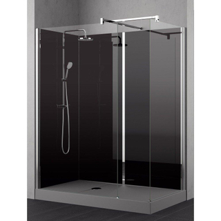 Nemo Stock Vidrio douche à l'italienne - 160x80x195cm - mur arrière blanc - incluant receveur de douche - avec garniture - blanc/chrome