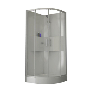 Nemo Start Lilou Cabine de douche complète quart de rond 90x90cm avec portes coulissantes, receveur de douche acrylique profilé blanc et verre clair
