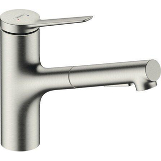 Hansgrohe - Zesis M33 - Mitigeur de cuisine monocommande 150 - douchette extractible - 2 jets - finition inox
