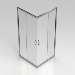 Nemo Go Belo Cabine de douche carrée avec portes coulissantes 90x90x190cm accès d'angle verre clair Easy Clean 6mm profilé Chrome
