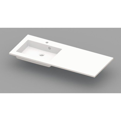 Nemo Spring Coste geïntegreerde tablet - 120x50x20cm - met 1 verzonken wastafel links - afvoergat D 45mm - voorgeboord kraangat 35 - overloop - meubelwastafel - wit kunstmarmer