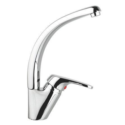 GO par Van Marcke Robinet de cuisine - mono commande - excentré économiseur d'eau - bec mobile - entraxe 15cm - disques en céramique - flexibles - kit de fixation