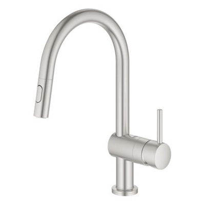 Grohe Minta Touch Keukenkraan - draaibare/uittrekbare uitloop - 2 straalsoorten - Brushed Supersteel (RVS)