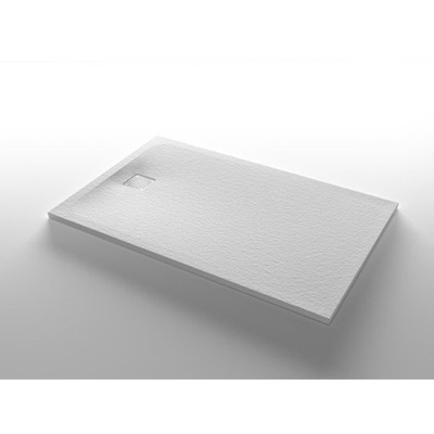 Nemo Stock Taurus douchebak - 120x90x3cm - met afdekplaatje inox mineraalcomposiet steenstructuur - Collection - wit