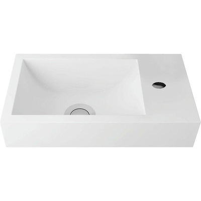 Nemo Spring Keyna Kit lave-main 40x22cm sans trop-plein avec robinet et siphon chrome vasque en solid surface blanc