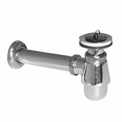 Nemo Skill bekersifon - voor bidet - met afvoerbuis - 5/4" x D 32mm - plug - afdekrozet - verchroomd