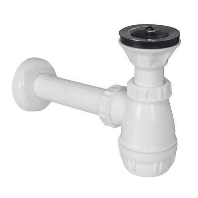 Nemo Go Siphon pour bide avec bonde 5/4" x D32 avec tuyau d'évacuation blanc