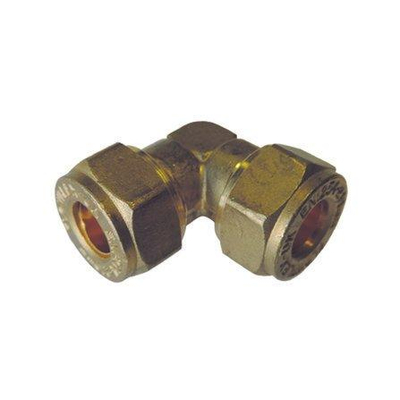 Haakse klemkoppeling 2 x klem messing toepassing voor koperen buizen 12 x 12 mm