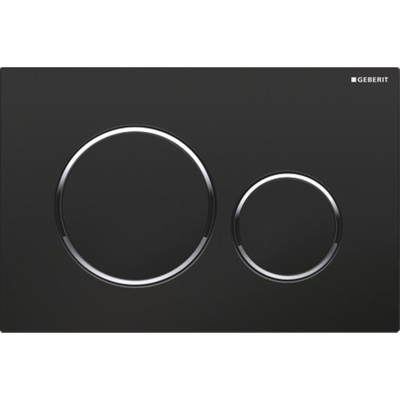 Geberit Sigma20 bedieningsplaat - 2-toets spoeling - ronde knoppen - zwart/glans chroom/zwart - dualflush - glans zwart
