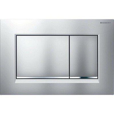 Geberit Sigma30 bedieningplaat, 2-toets spoeling frontbediening voor toilet 24.6x16.4cm mat chroom TWEEDEKANS