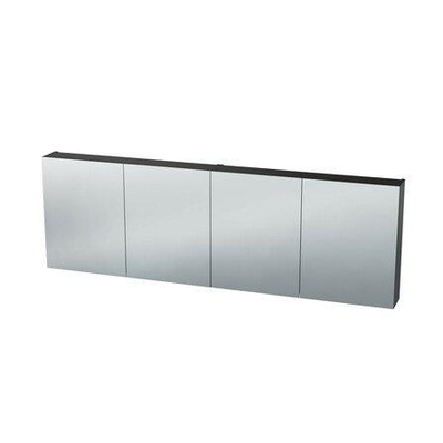 Nemo Spring Nebulo luxe spiegelkast - 180x65x17.8cm - 4 dubbelzijdige spiegeldeuren - glazen leggers - met stopcontact - zonder schakelaar - Onyx Grey