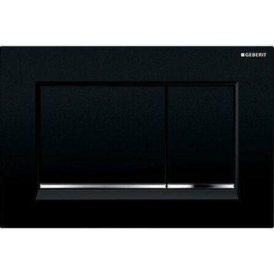 Geberit Sigma20 bedieningsplaat - 2-toets spoeling - rechthoekige knoppen - zwart/glans chroom/zwart - dualflush - glans zwart