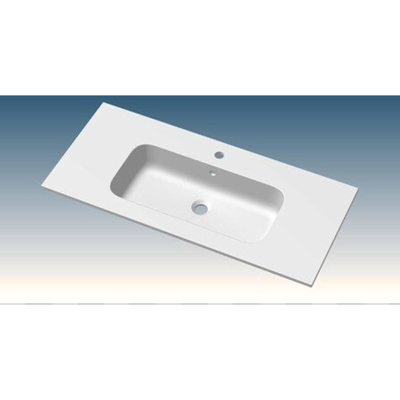 Go by Van Marcke Paco lavabo pour meuble 100x46x1.5cm 1 bassin intégré 1 trou de robinet marbre artificiel blanc brillant