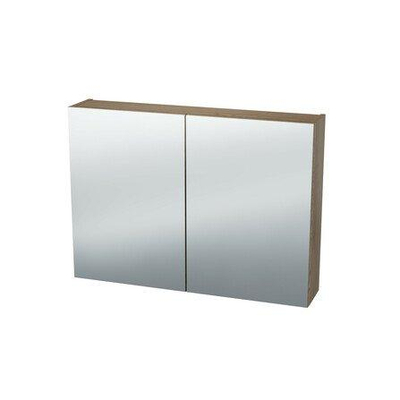 Nemo Spring Nebulo spiegelkast - 80x65x17.8cm - 2 deuren - glazen leggers - met stopcontact - zonder schakelaar - Riverside Oak Hell