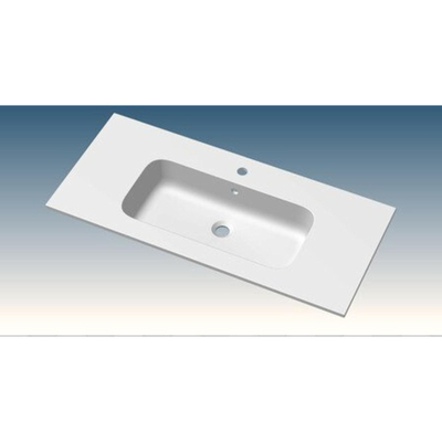 Go by Van Marcke Paco lavabo pour meuble 100x46x1.5cm 1 bassin intégré 1 trou de robinet marbre artificiel blanc brillant