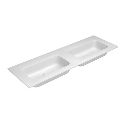 Nemo Stock Fin by Falper - 140.5x50.5x14.3cm - geintegreerde tablet - twin - met 2 wastafels - ceramilux - afvoergat - zonder overloop - kraangat - meubelwastafel - Collection - Van Marcke