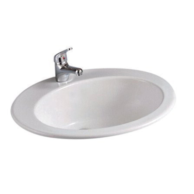 Nemo Start Star inbouwwastafel - 53x43.5x22.5cm - porselein - wit - ovaal - voorgeboord centraal kraangat