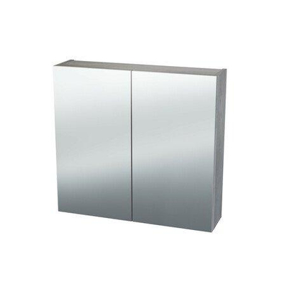 Nemo Spring Nebulo spiegelkast - 60x65x17.8cm - 1 deur - glazen leggers - met stopcontact - zonder schakelaar - enkelzijdige spiegeldeur - Raw Concrete